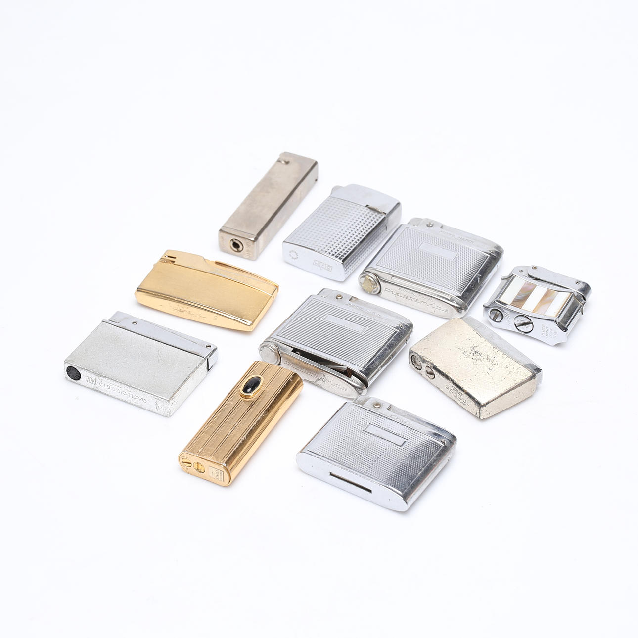 A set of 10 lighters, including Consul.