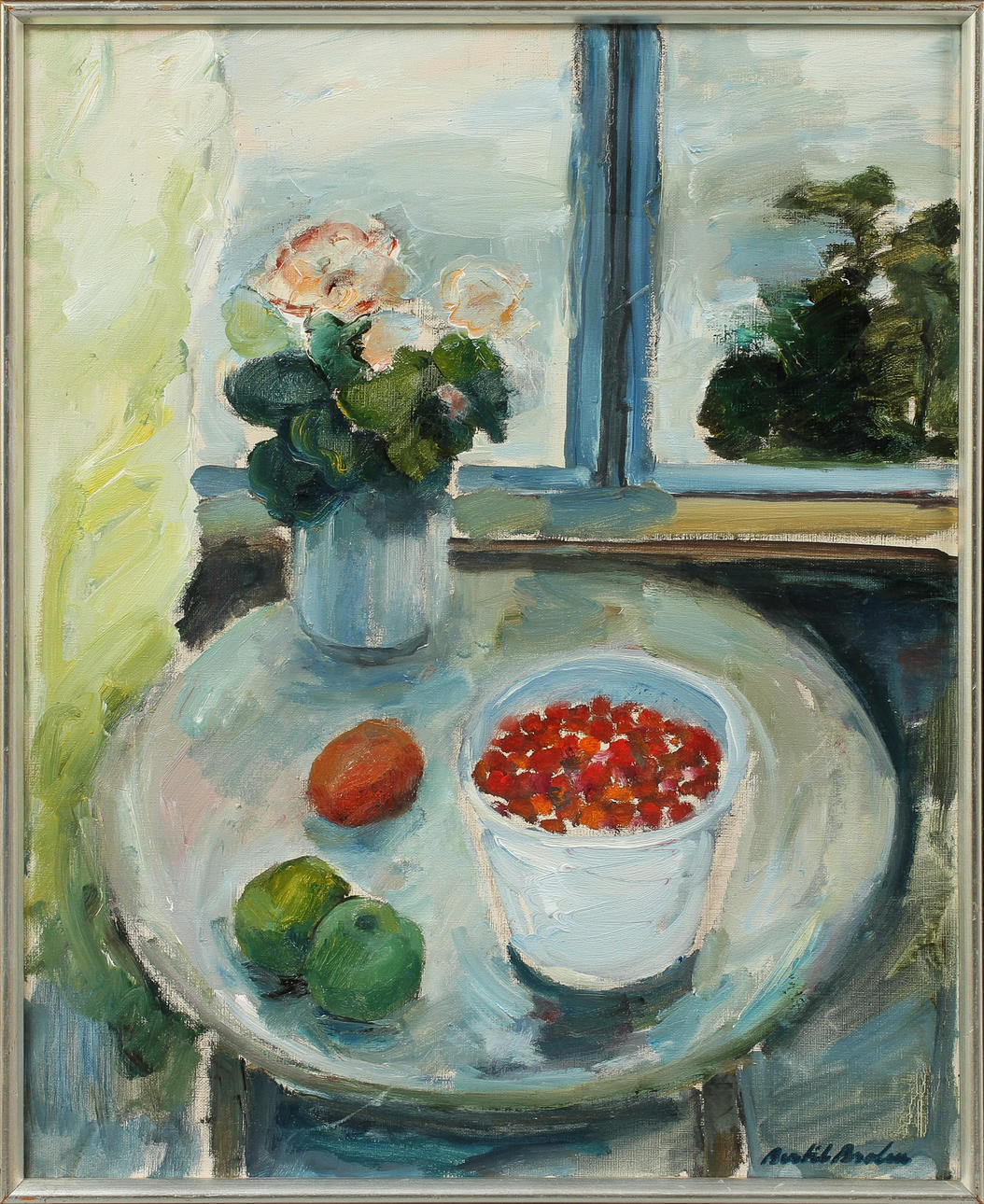 BERTIL BROLIN. Stilleben, olja på duk, signerad.