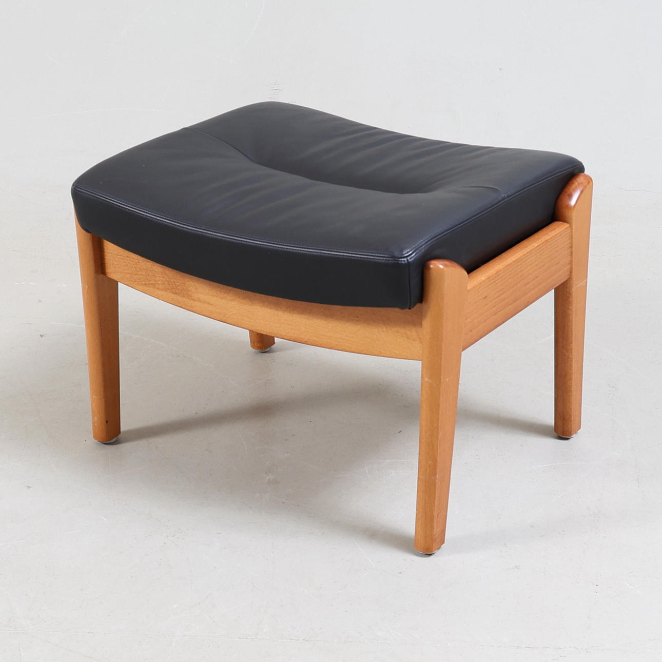 A teak & leather stool, Farstrup, Denmark, 1960s.