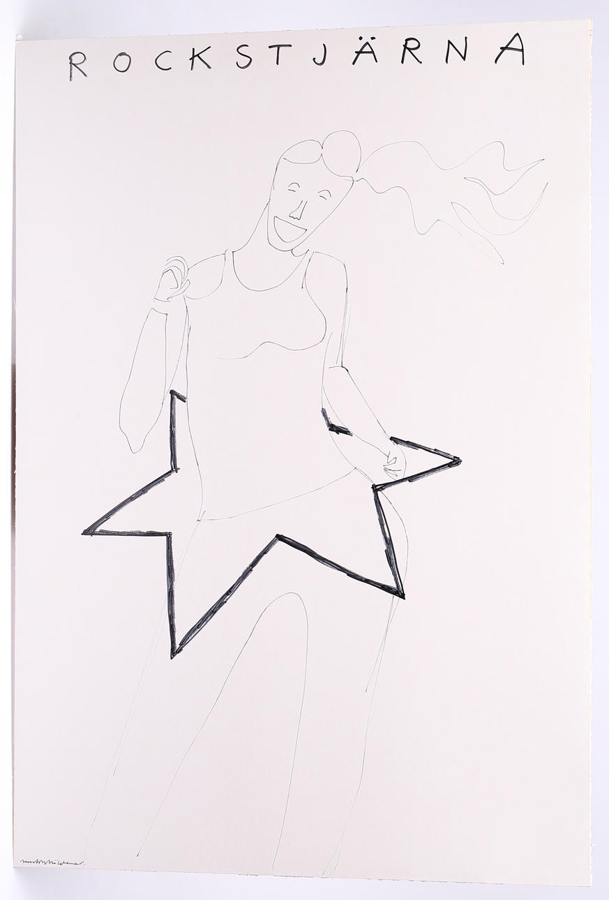 MARTIN MÖLDENER. “Rock star”, ink on passepartout, signed.