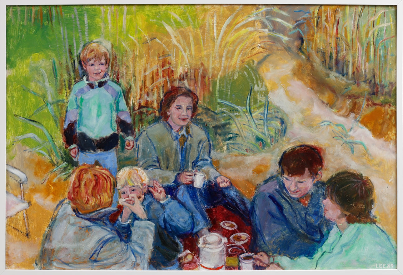 LISE DROUGGE. “Excursion in Halland”, oil on panel, signed and dated 89.