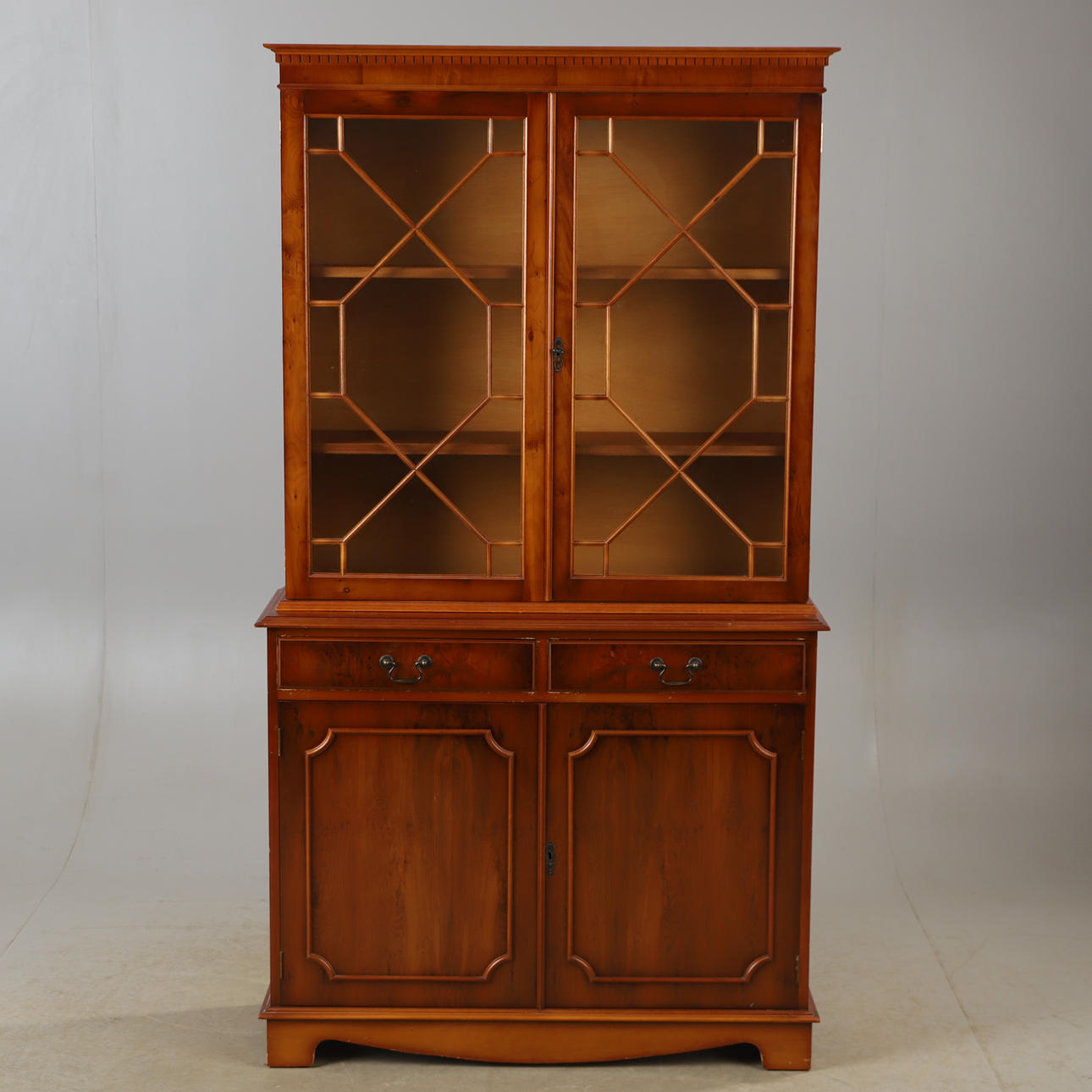 DISPLAY CABINET, yew, English style.