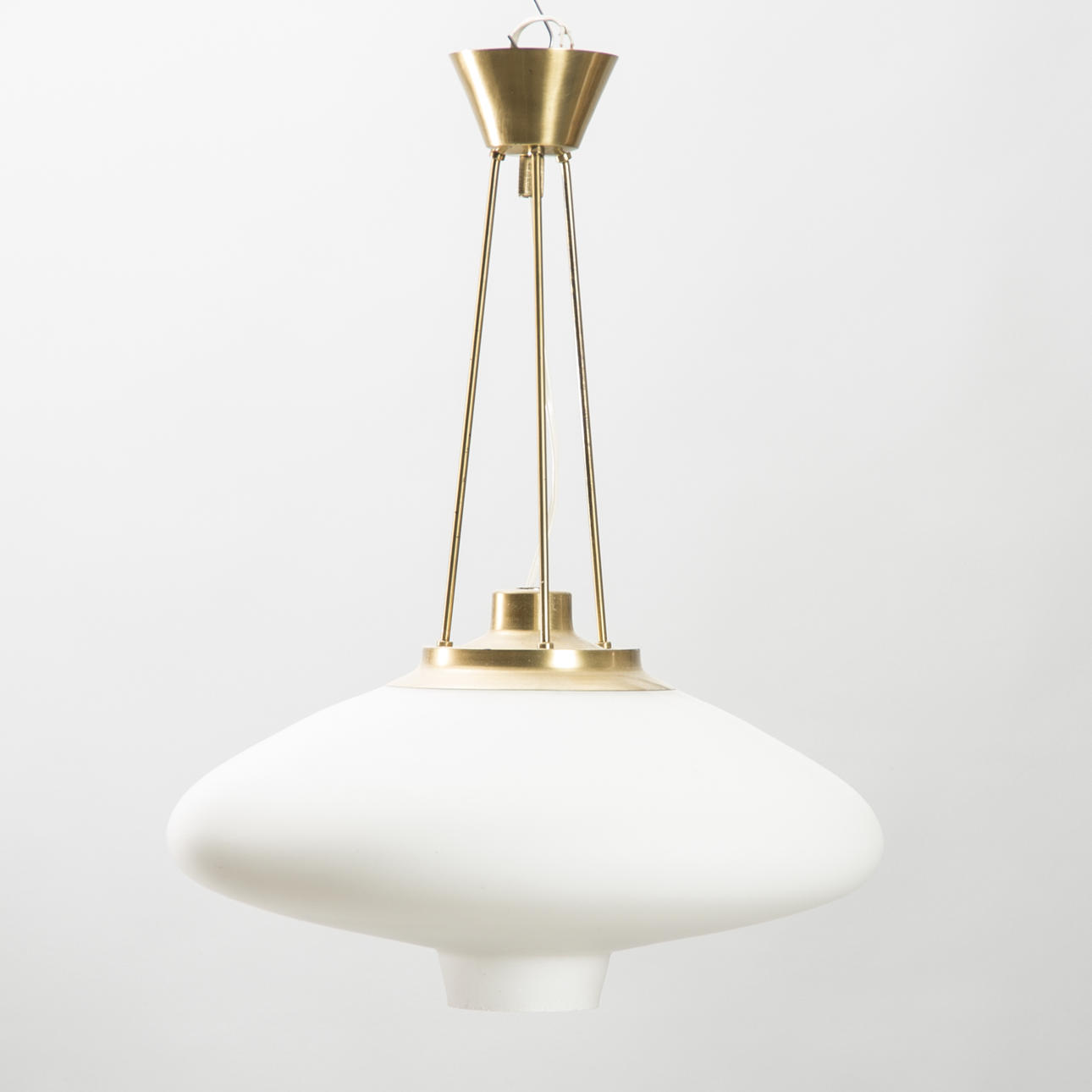 TAKLAMPA, glas/mässing, 1900-talets mitt.