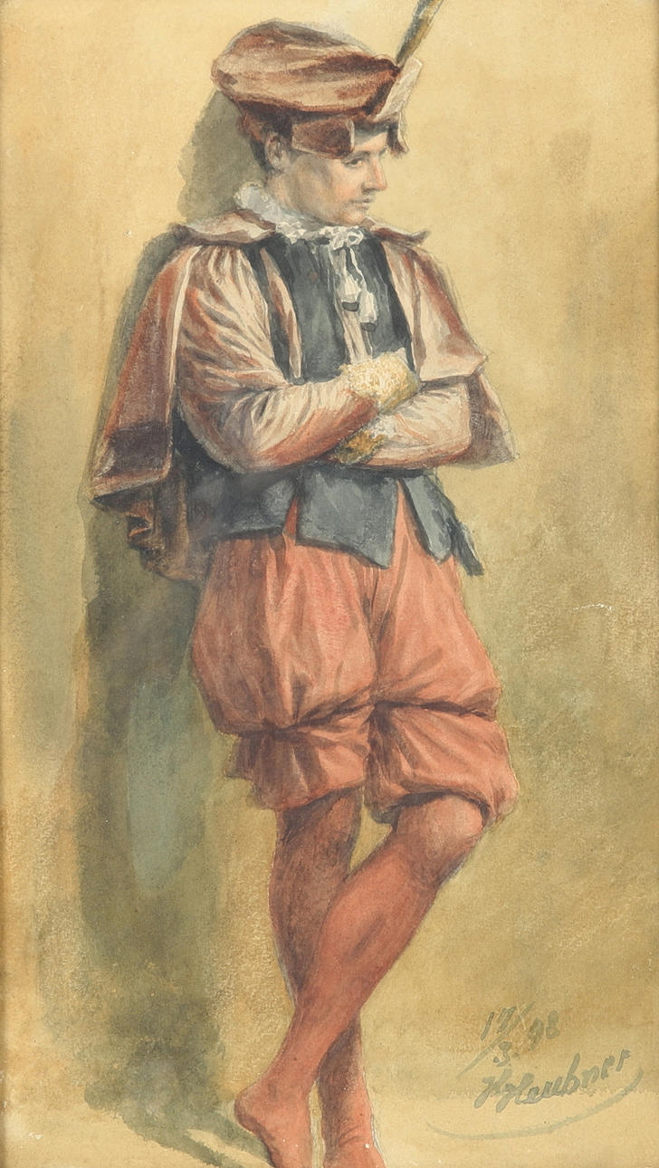 HERMANN LUDWIG HEUBNER. Woodcut, posing man, signed, dated 14/3-98.