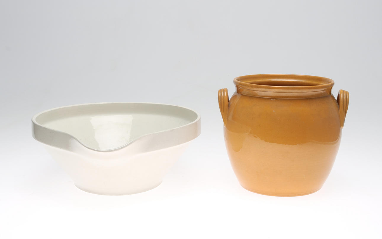 KRUKA samt SKÅL, 2 delar, keramik.