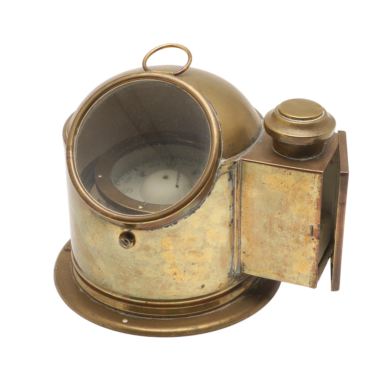 A BRASS SHIPS BINNACLE COMPASS.