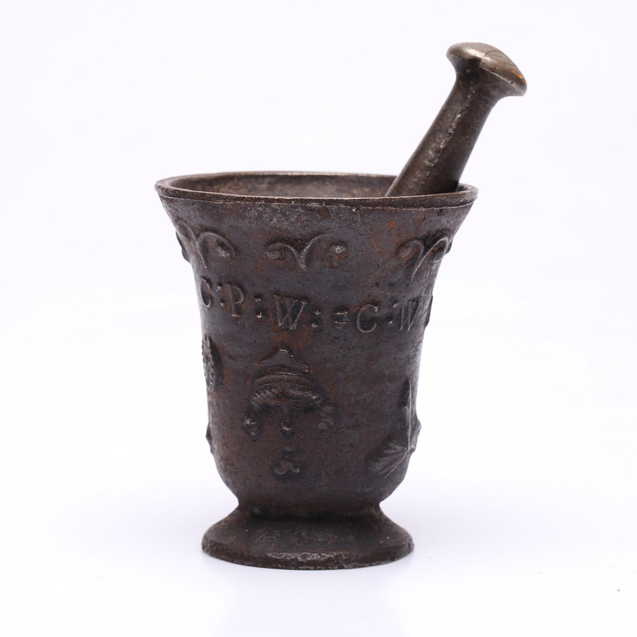 BRÖLOPSMORTEL, cast iron, dated 1829, indistinct foundry stamp.