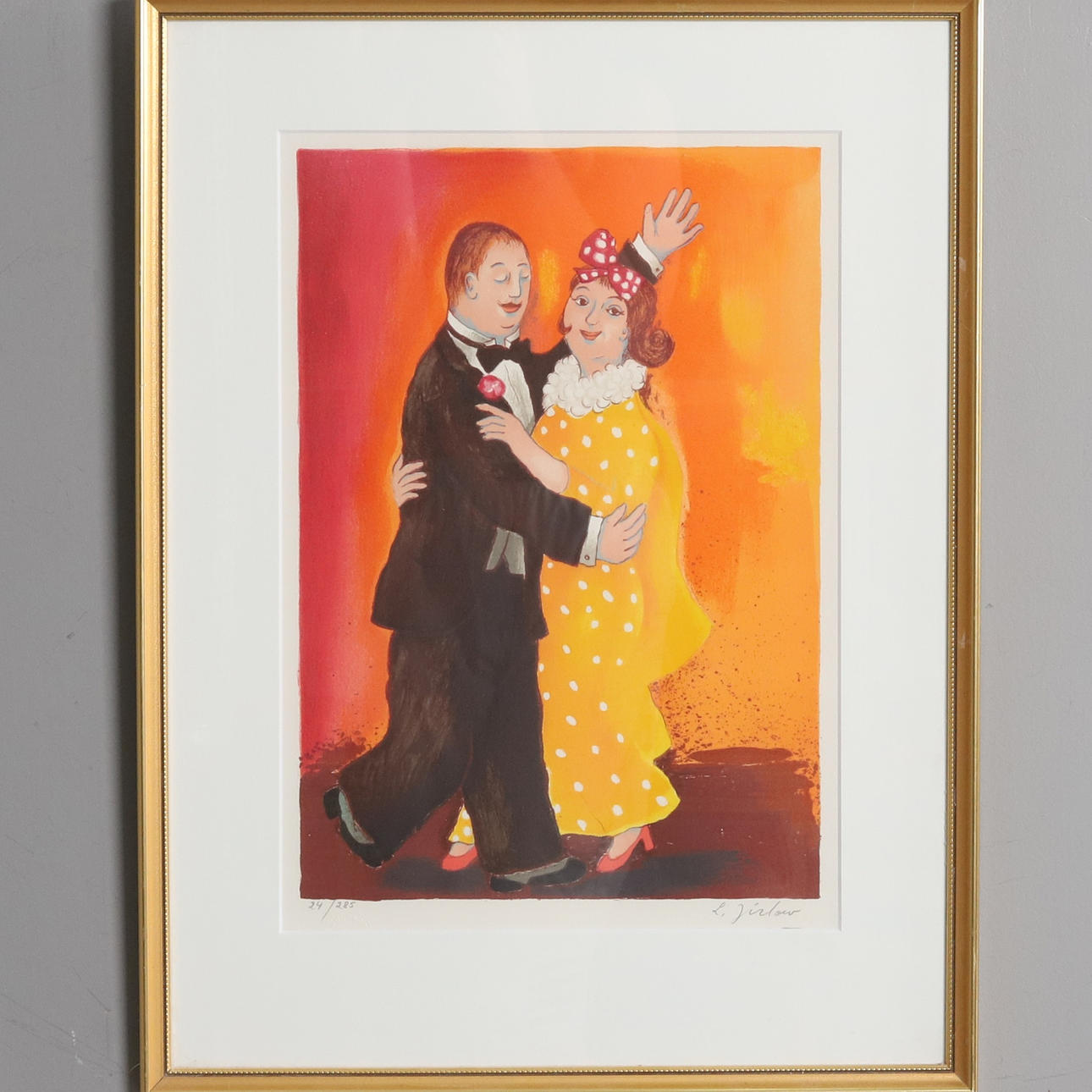 LENNART JIRLOW. LITHOGRAPH, "dancing couple” signed.