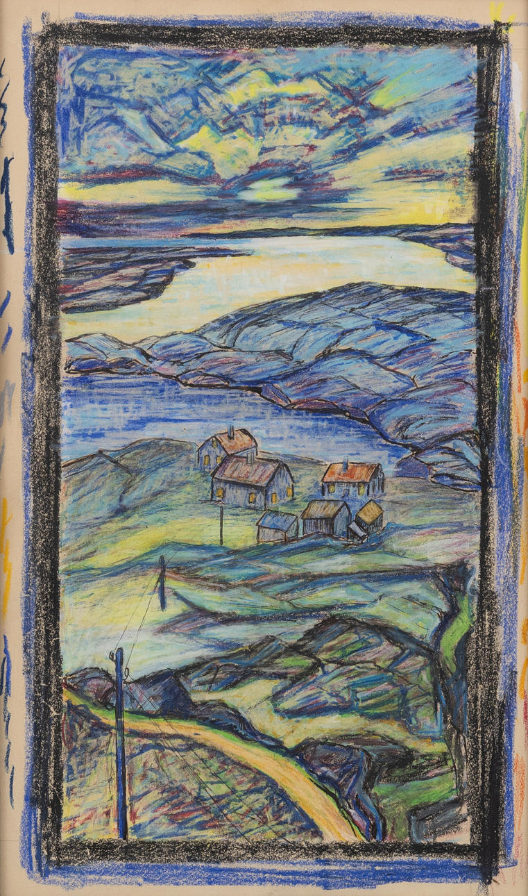 OKÄND KONSTNÄR. Coastal landscape, pastel, unsigned.