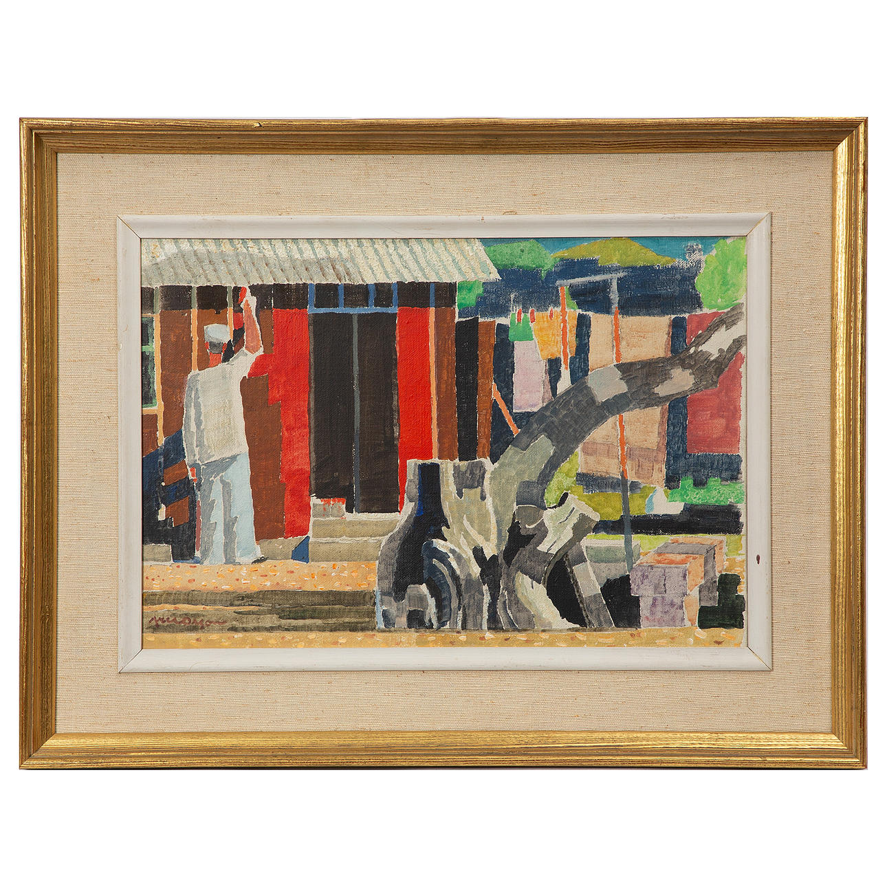 AXEL OLSON. "Gårdsinteriör".