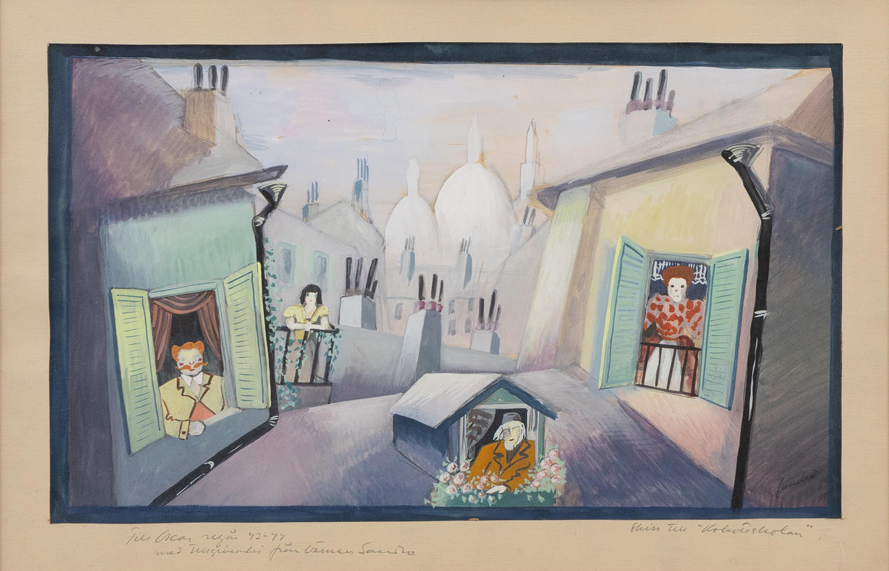 OIDENTIFIERAD KONSTNÄR. Titled, mixed media, signed.