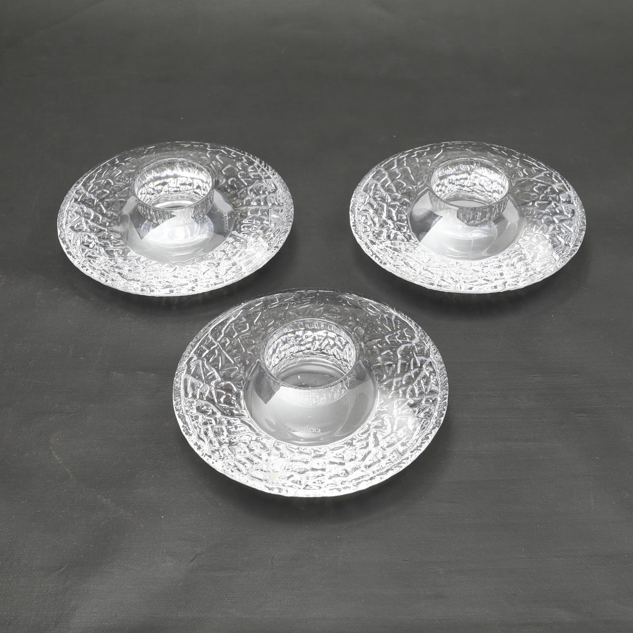 LARS HELLSTEN. candle lanterns, 3 pieces, “Diskus”, Orrefors.