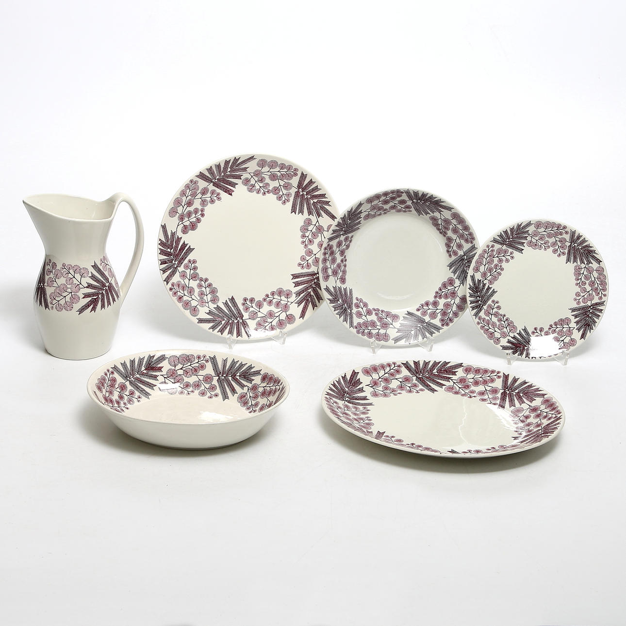 MATSERVIS, delar, 28 delar, porslin, "Mimosa", Berit Ternell, Gefle Porslinsfabrik, 1900-talets mitt.