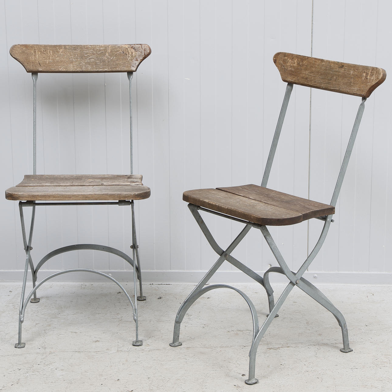 BREWERY CHAIRS, a pair, Byarum's Mill, labelled.