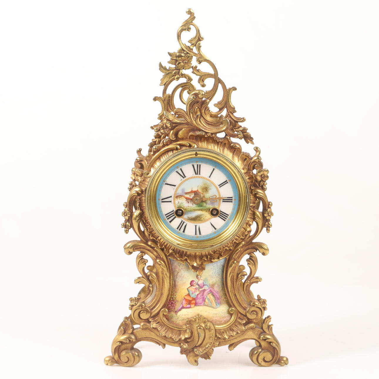 A 20th-century gilt table clock.