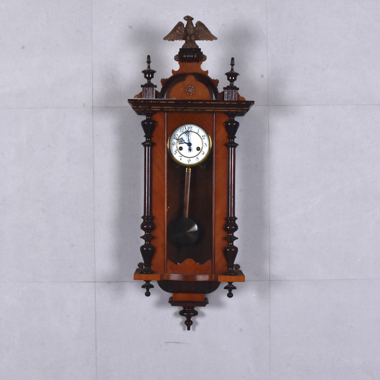 WALL CLOCK, WALNUT, GUSTAV BECKER.