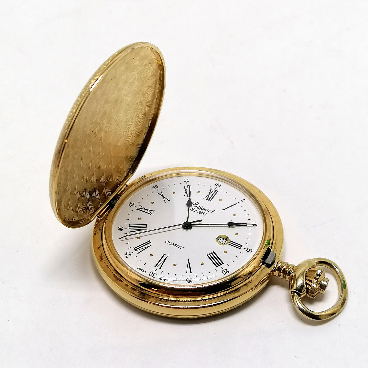 *RAPPORT QUARTZ POCKETWATCH WITH DATE APERTURE.