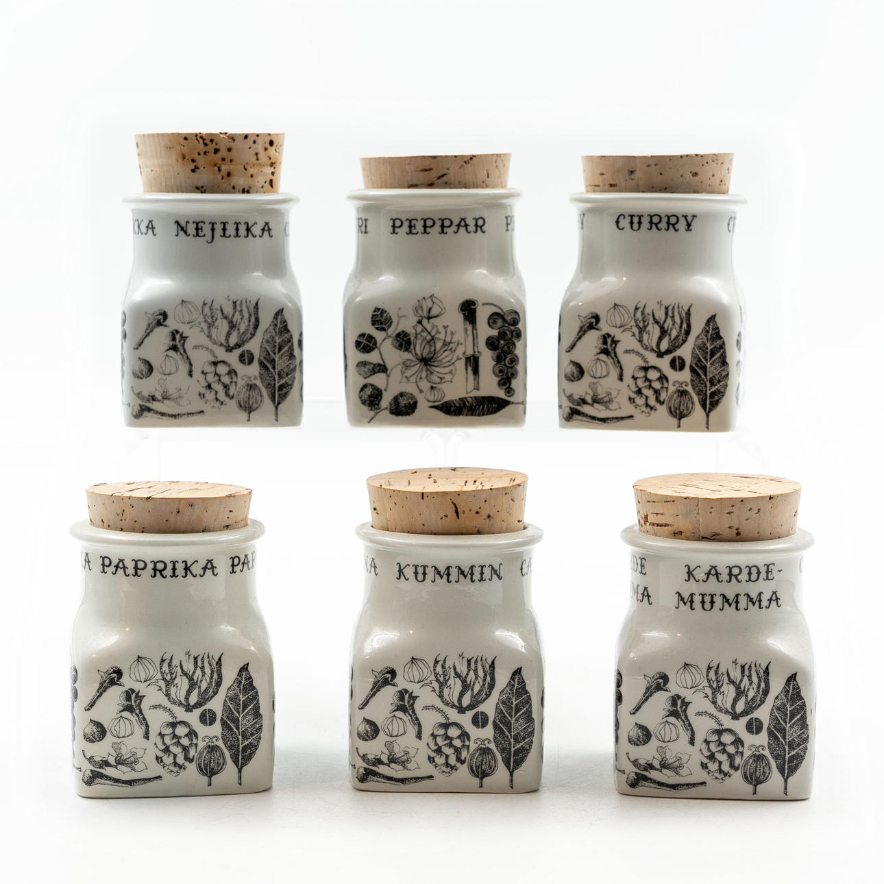 ESTERI TOMULA. Spice jars, 6 pcs, Arabia.