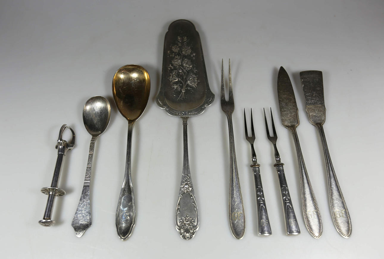 WMF. BLANDAT PARTI 9 STYCKEN, SILVER BESTICK.