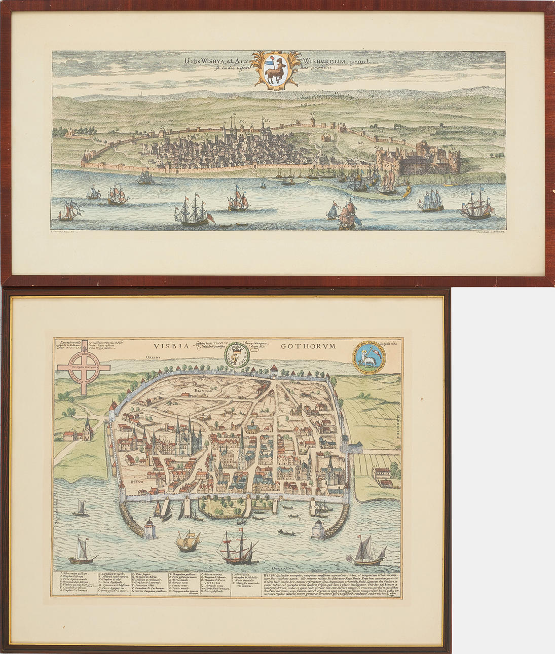 Two lithographs, views of Visby, Gotland.