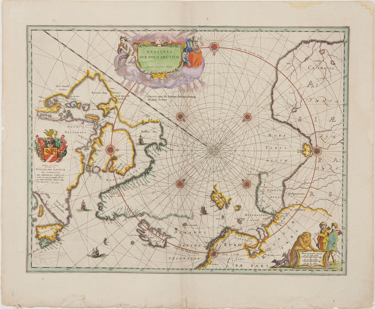 BLAEUS KARTA ÖVER NORDPOLEN ca 1645.