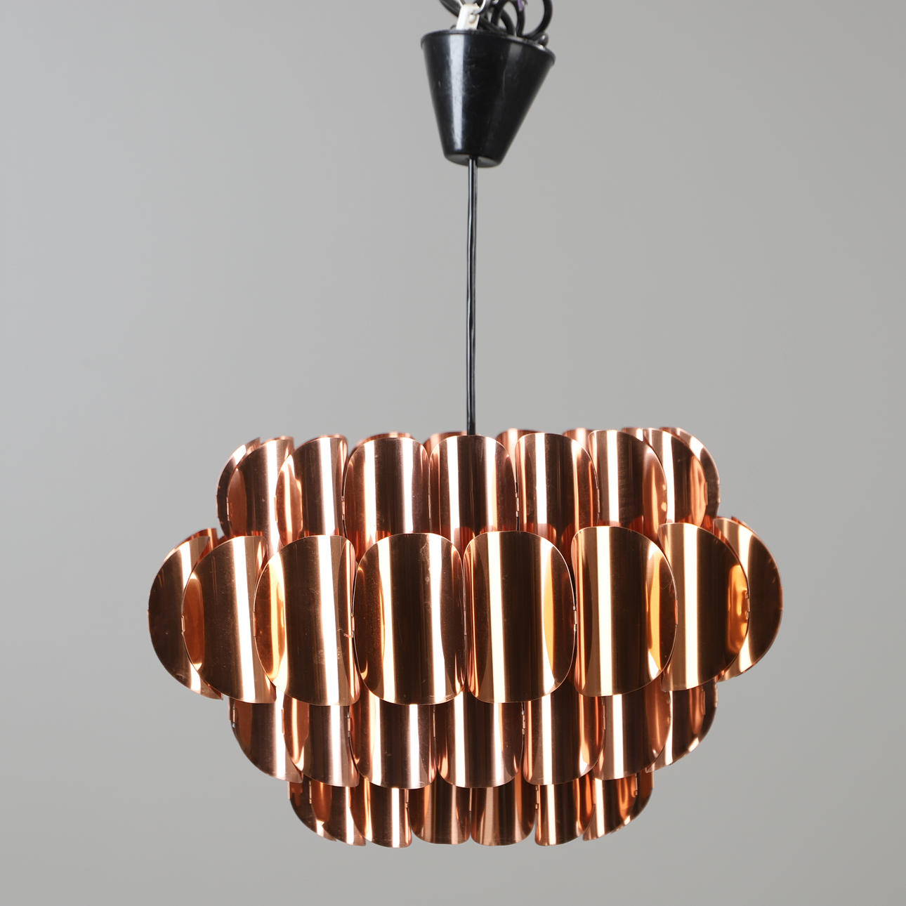 WERNER SCHOU. A copper ceiling lamp, Coronell Electro, Denmark, mid 20th century.