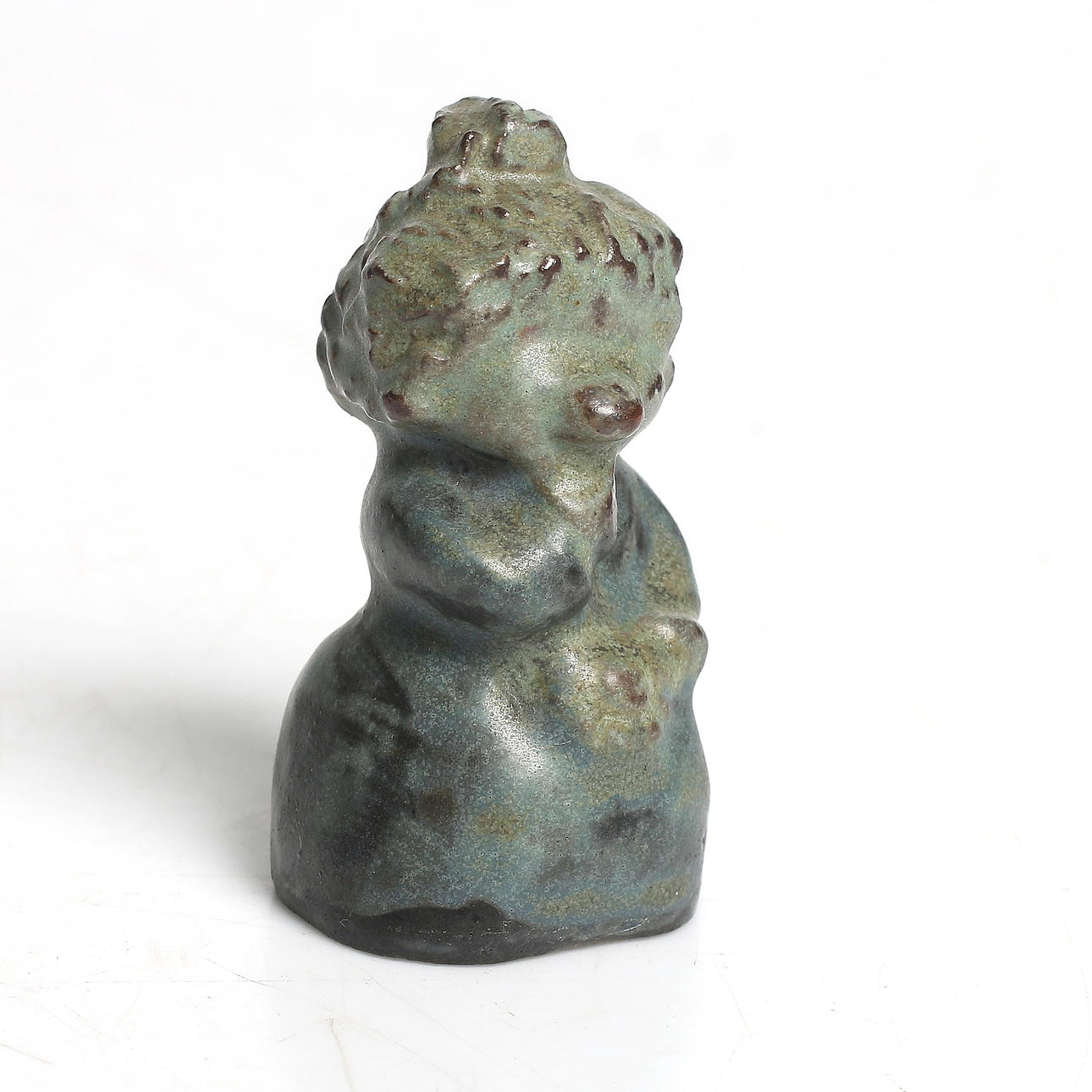 CARLA HOLM. Miniatyr, stengods, trollflicka, signerad, Höganäs. 1900-tal.