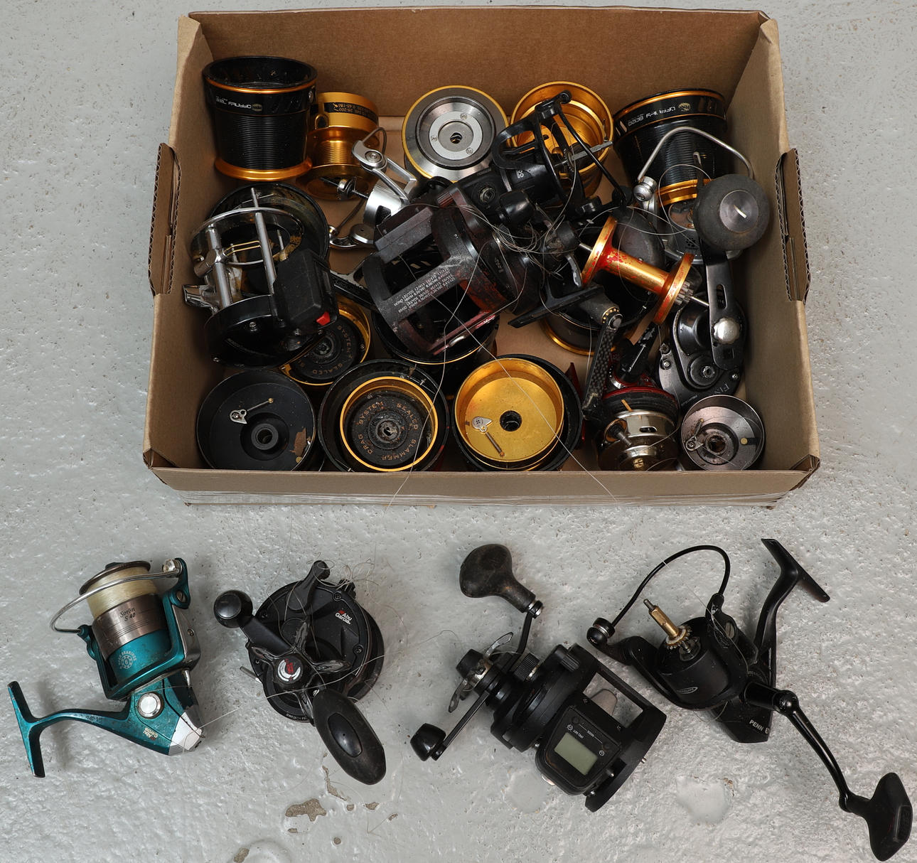 FISKEHJUL, dele, parti, inkl. Penn Affinity.