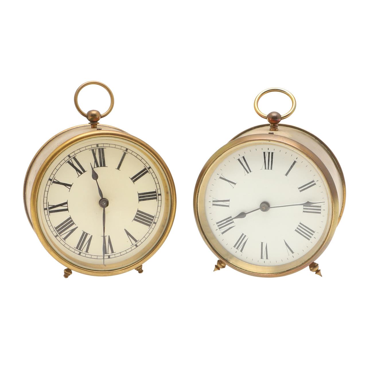 TWO EARLY 20TH CENTURY FRENCH BRASS DRUM CLOCKS. Clocks & Watches ...
