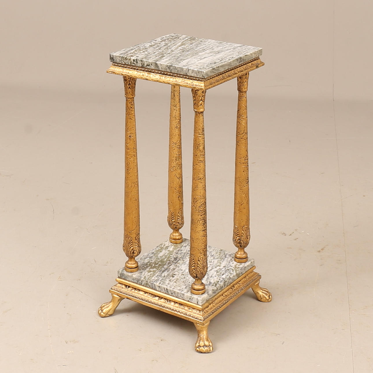 PEDESTAL, bronzed with marble top. Furniture - Other - Auctionet