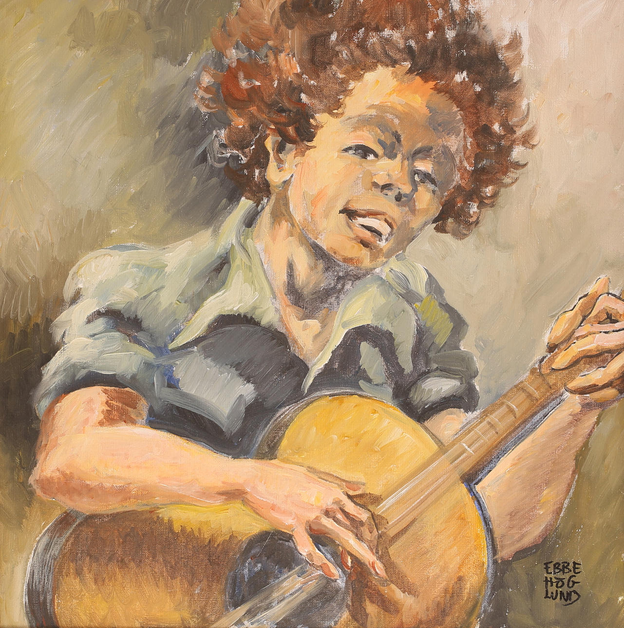 EBBE HÖGLUND. Oil on canvas, “The Troubadour”, signed.