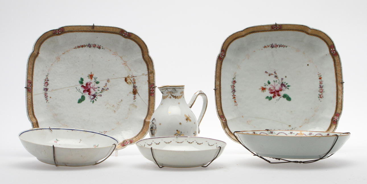 PARTI PORSLIN, 6 delar. Kina, 1700-tal.