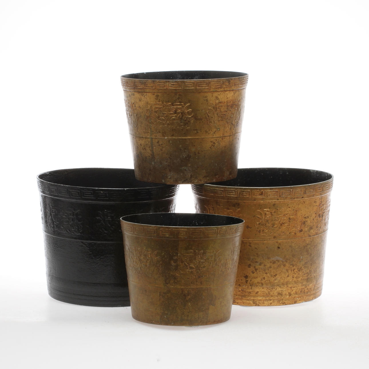 YTTERFODER, 4 st,orientaliska, patinerad metall, 1900-tal.