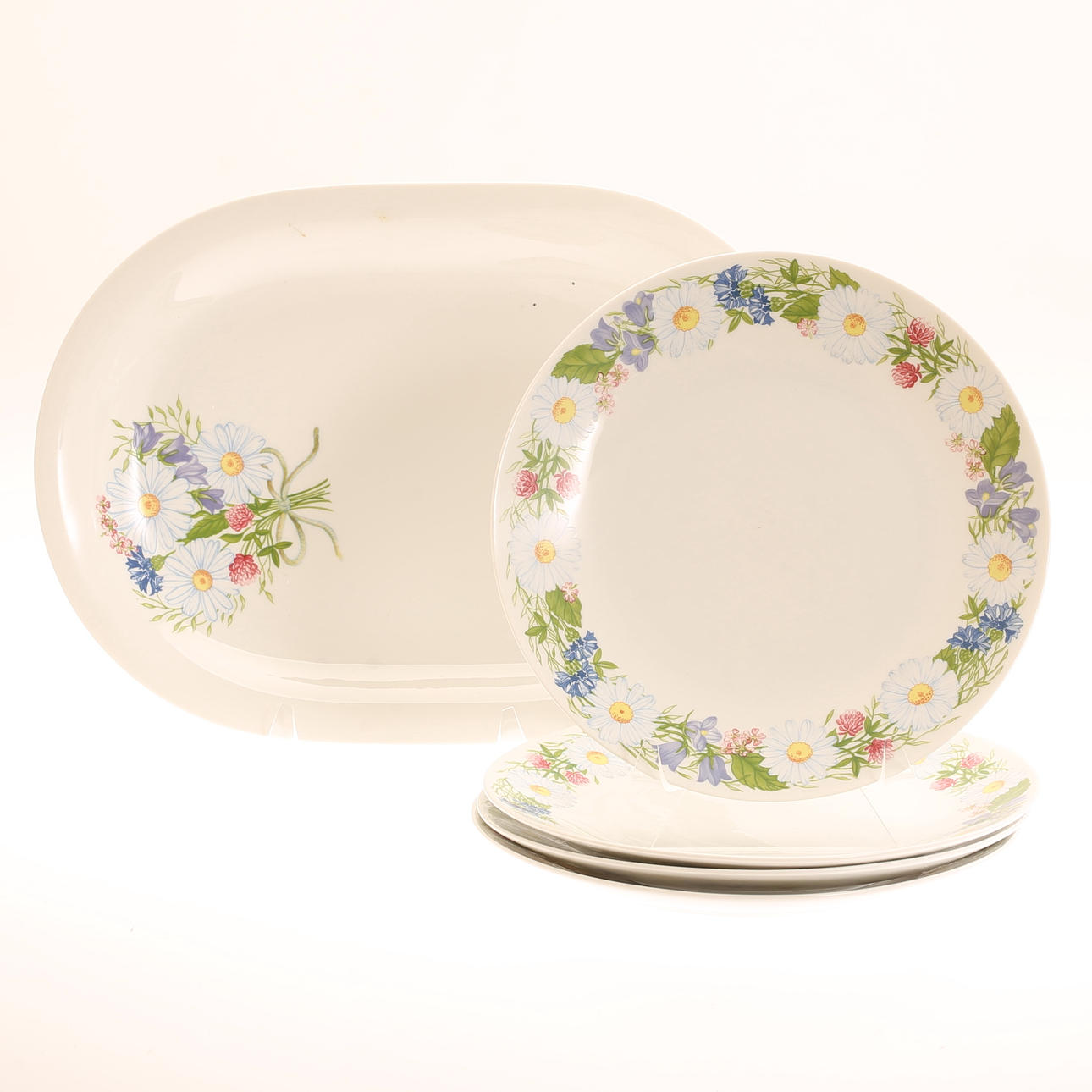 MATSERVISDELAR, 5 stycken, porslin, "Midsommar", Rörstrand.