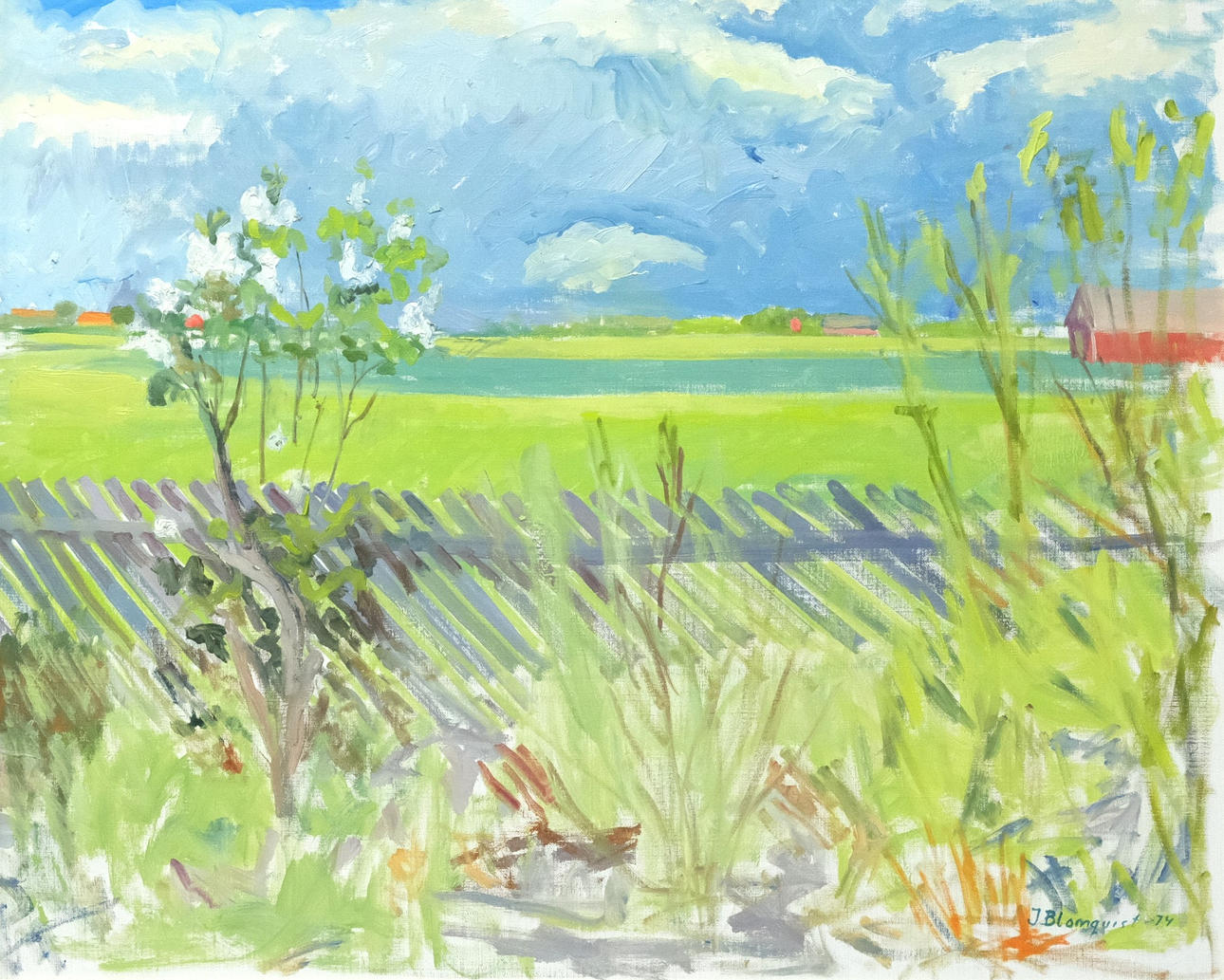 INGE BLOMQVIST. LANDSCAPE VIEW, OIL ON CANVAS.