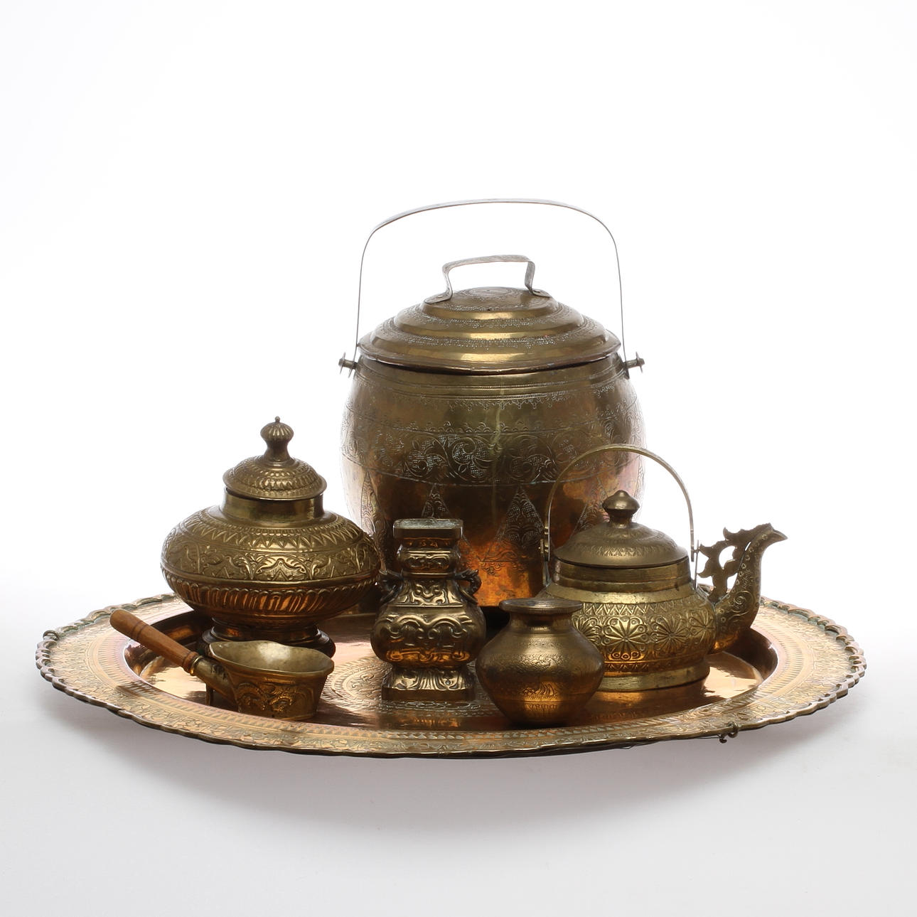 PARTI MÄSSING, 7 delar, orientaliskt, 1900-tal.