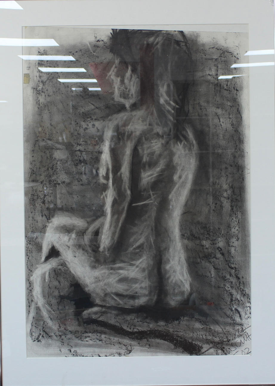 OIDENTIFIERAD KONSTNÄR. charcoal drawing.