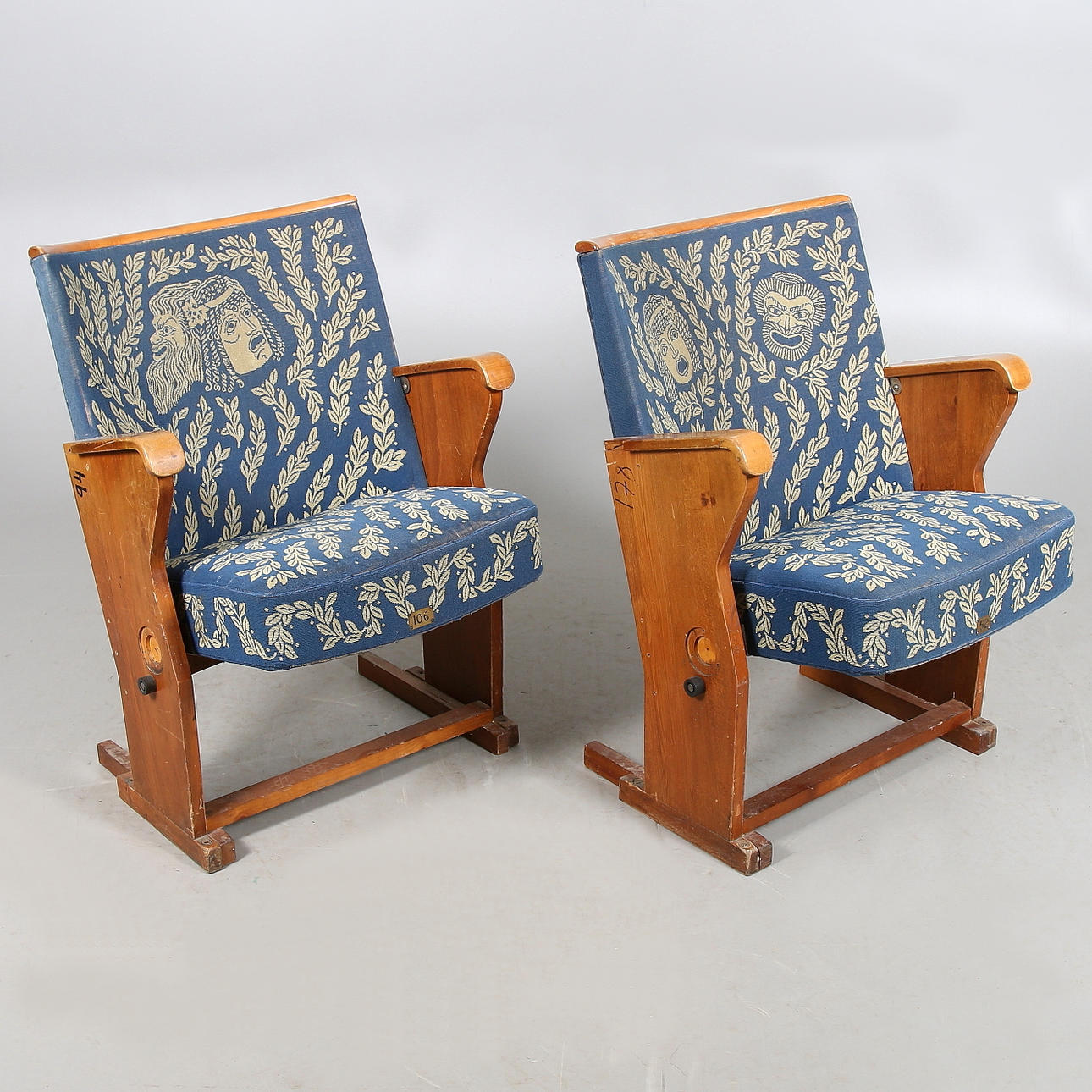 TEATERSTOLAR, 2 st, Art Deco, Malmö Stadsteater, 1930/40-tal.