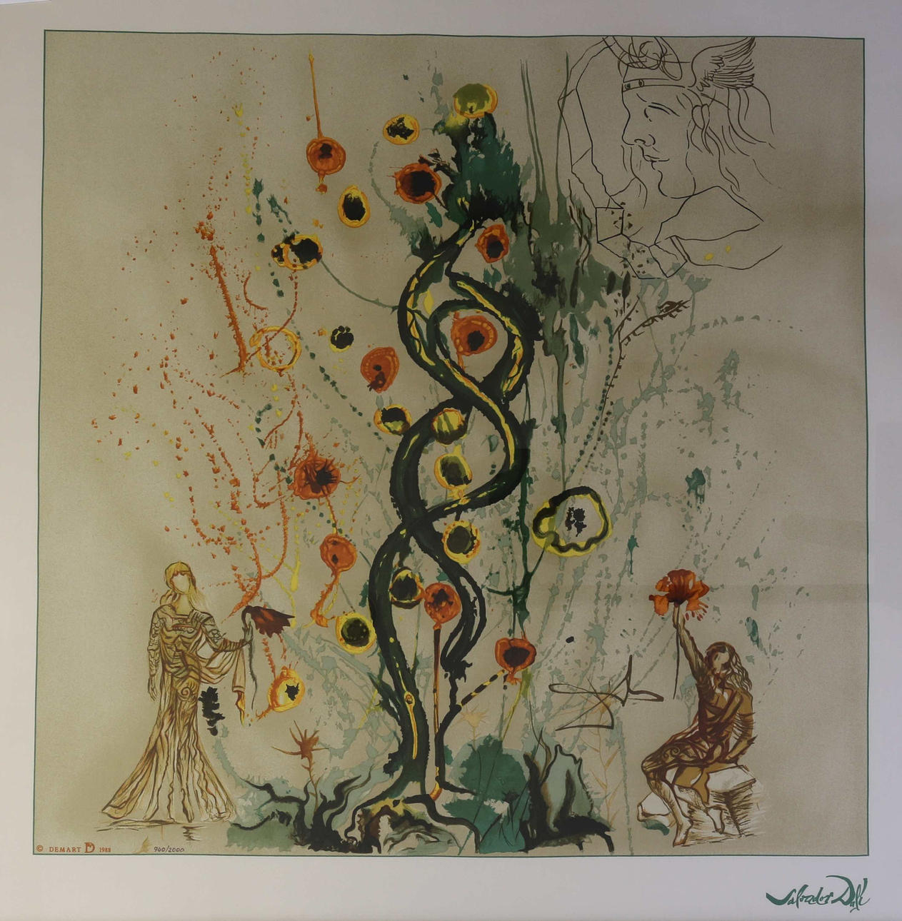 DALI, SALVADOR. SERIGRAFI PÅ SIDEN ”LIVETS TRÄD”.