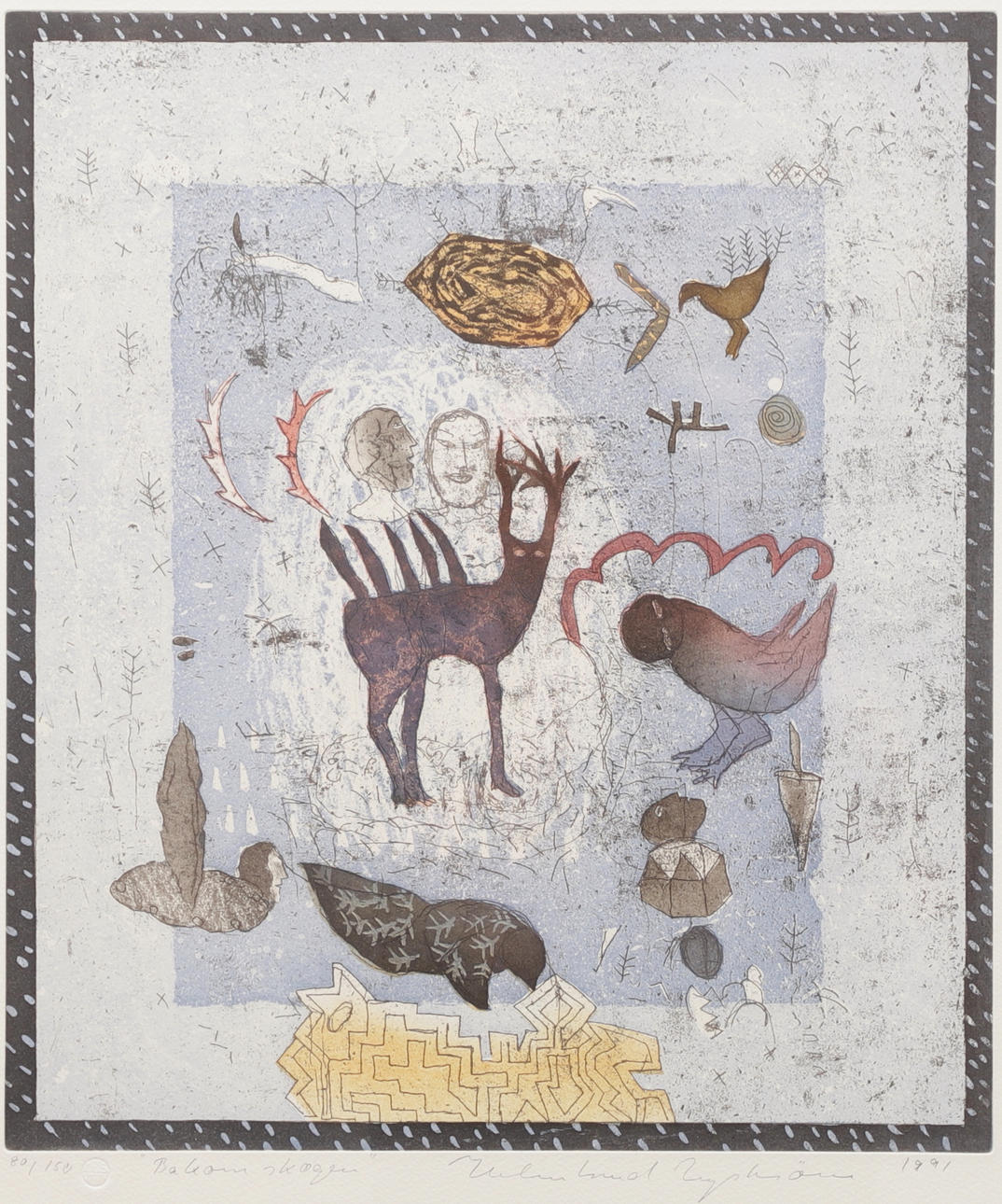 HELMTRUD NYSTRÖM. “Behind the Forest “, lithograph, signed, numbered 80/150 and dated 1991.