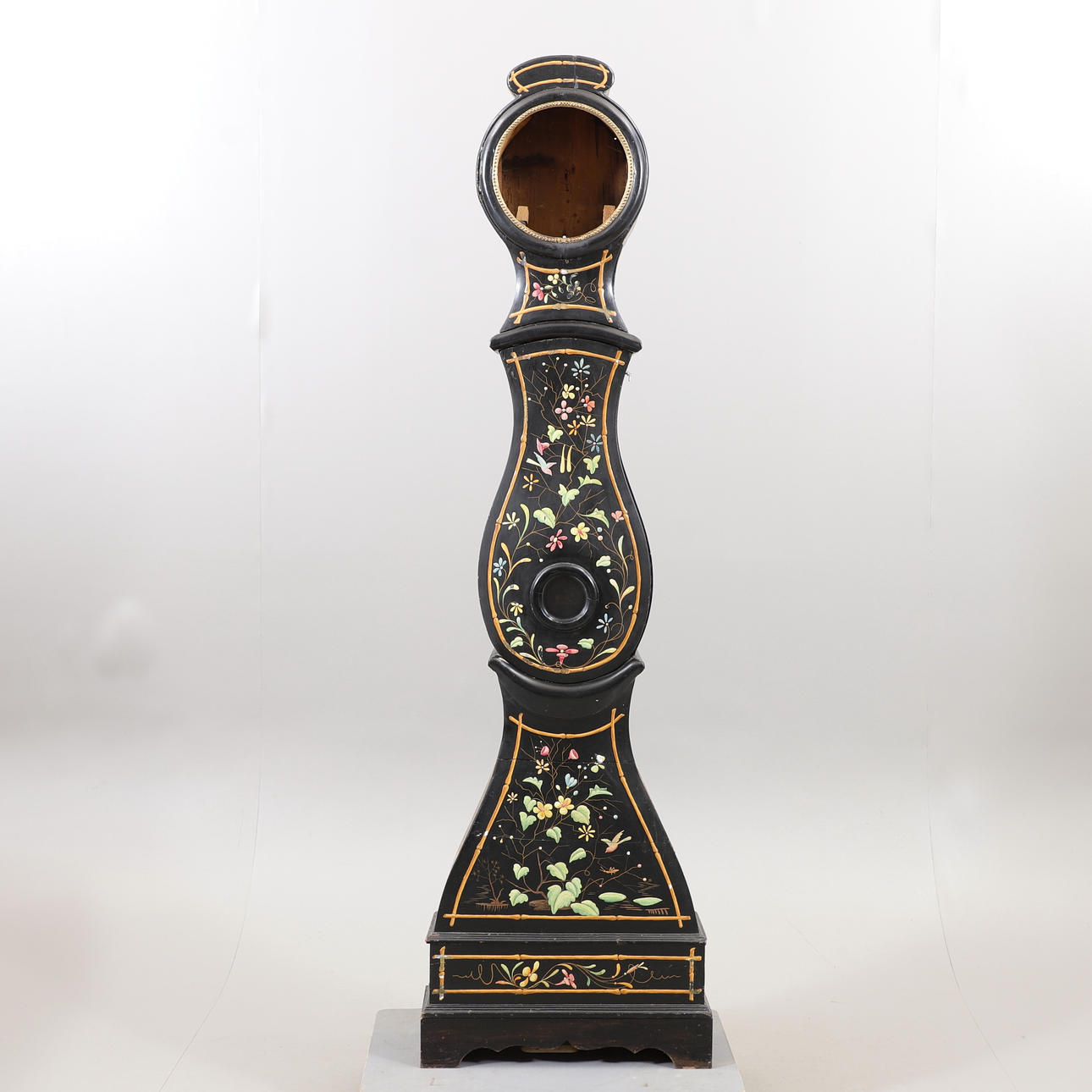 Floor clock case, painted, curved model, 18th century.