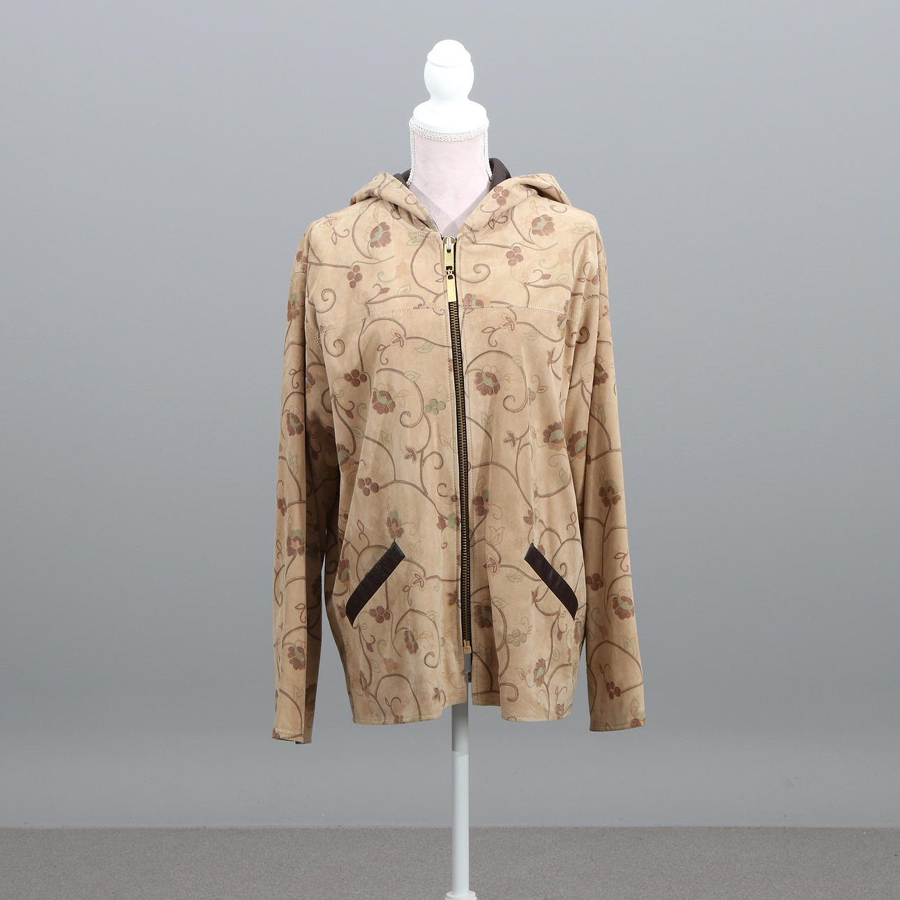 MIKA, JACKET WITH CAPUSCHONG. Suede/leather.