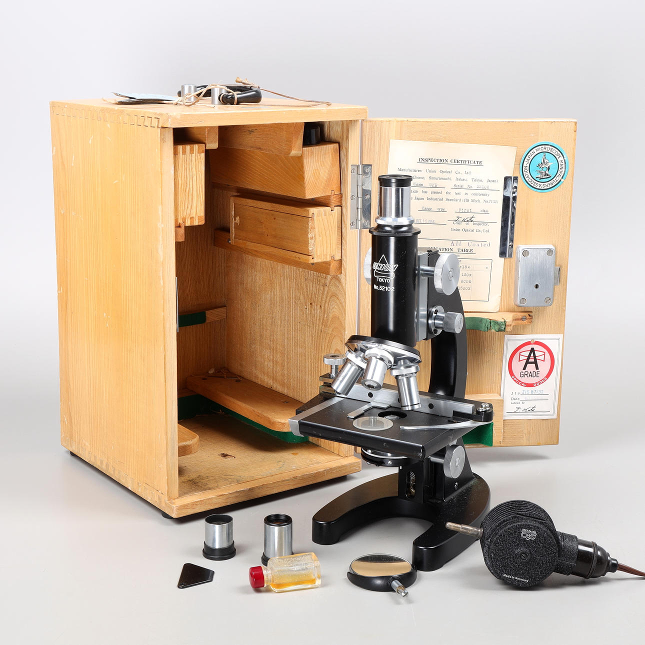 A Japanese microscope with accessories, 1950s. Photo, Cameras & Lenses ...