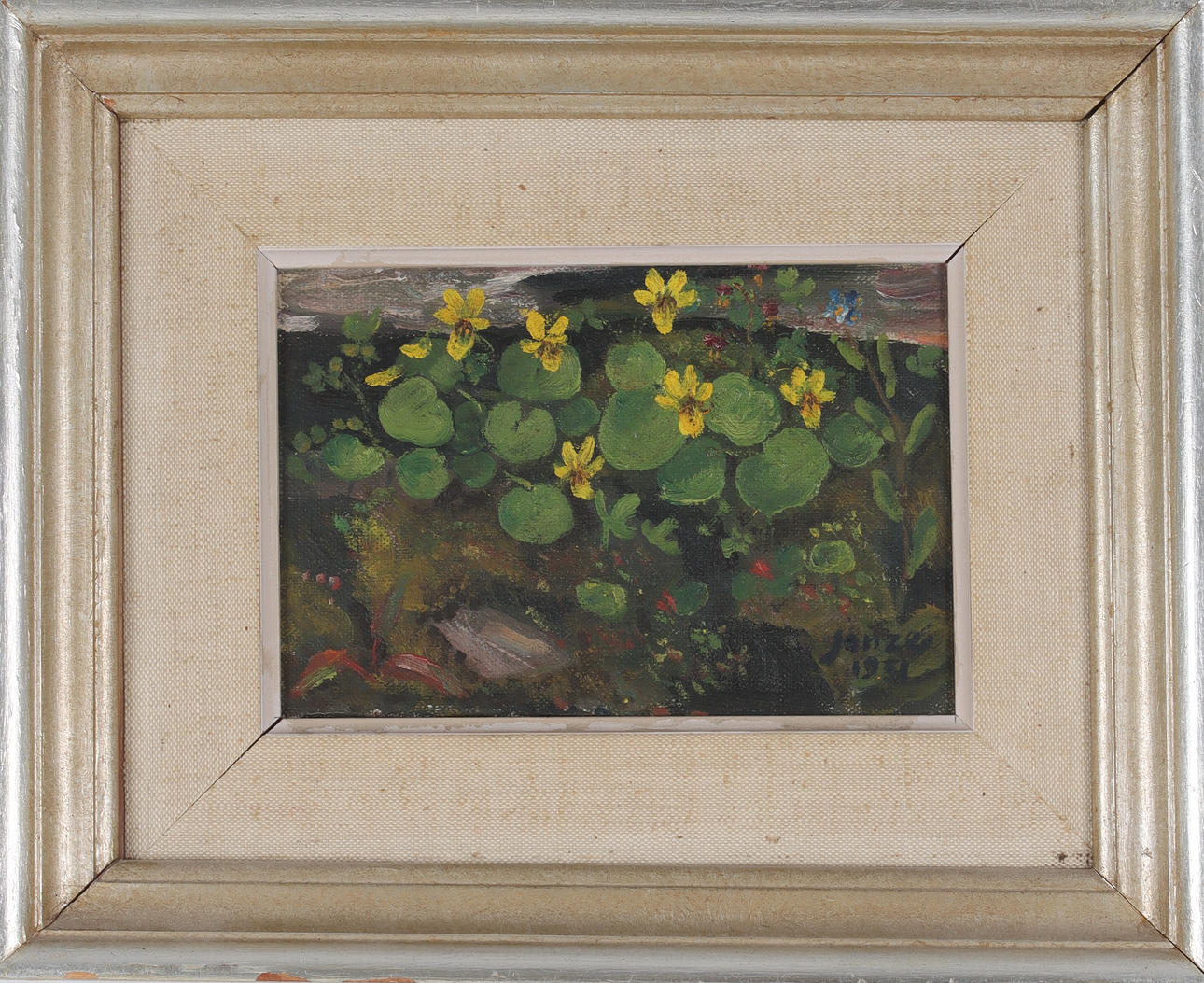 PAUL JONZE. “Fjällviol”, oil on panel, signed and dated 1951.