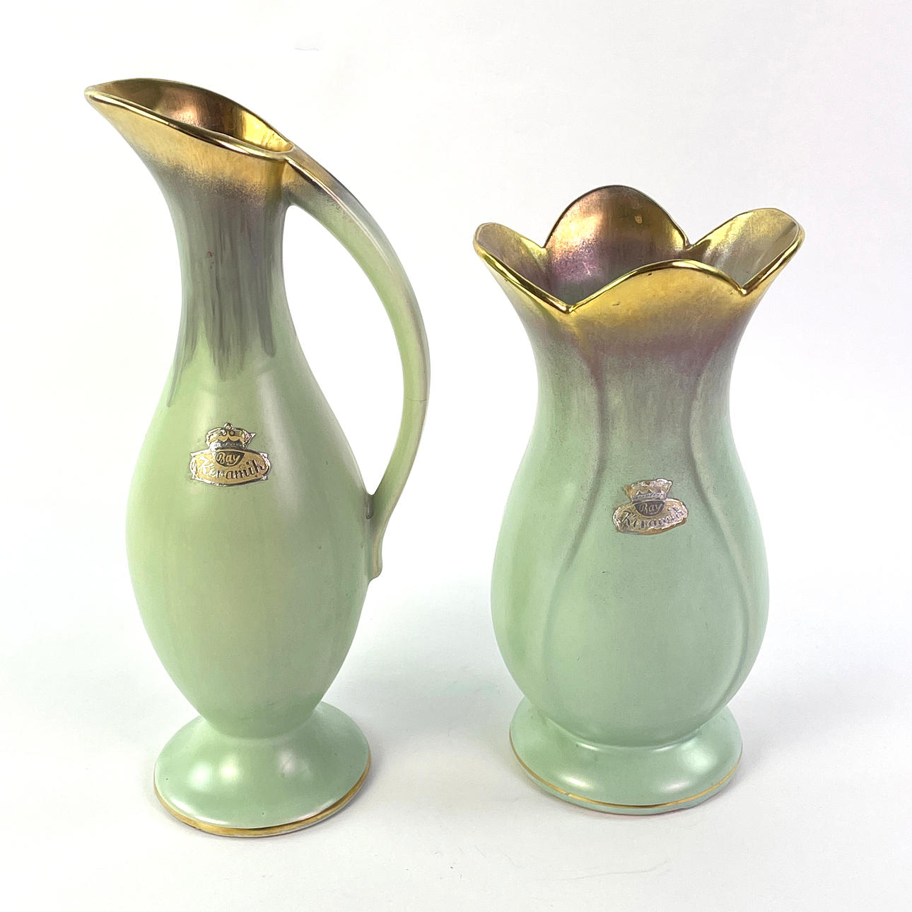 Two ceramic vases, Bay Pottery, Germany, 1960s.