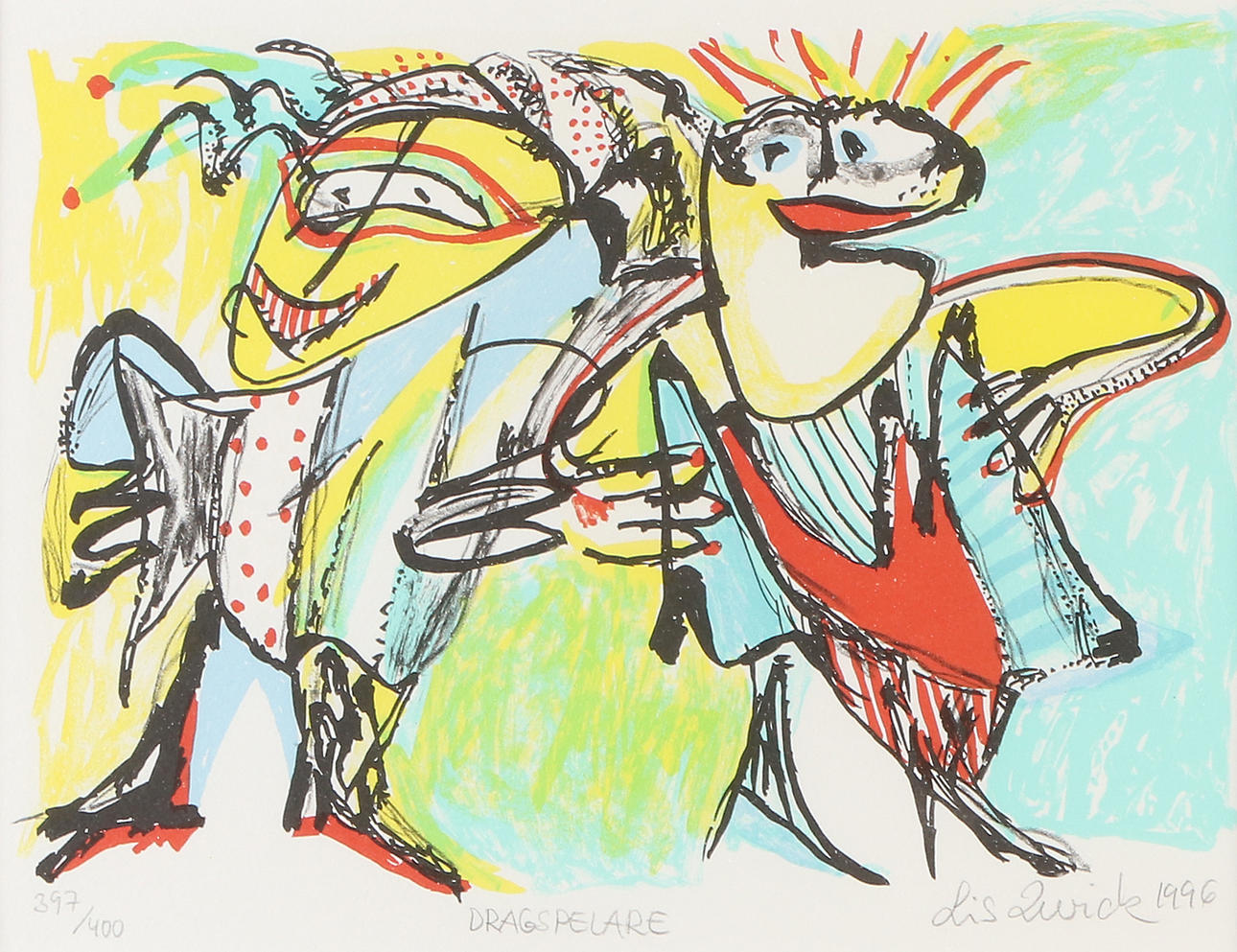 LIS ZWICK. Screen printing, 397/400. “Accordion player”. Signed.