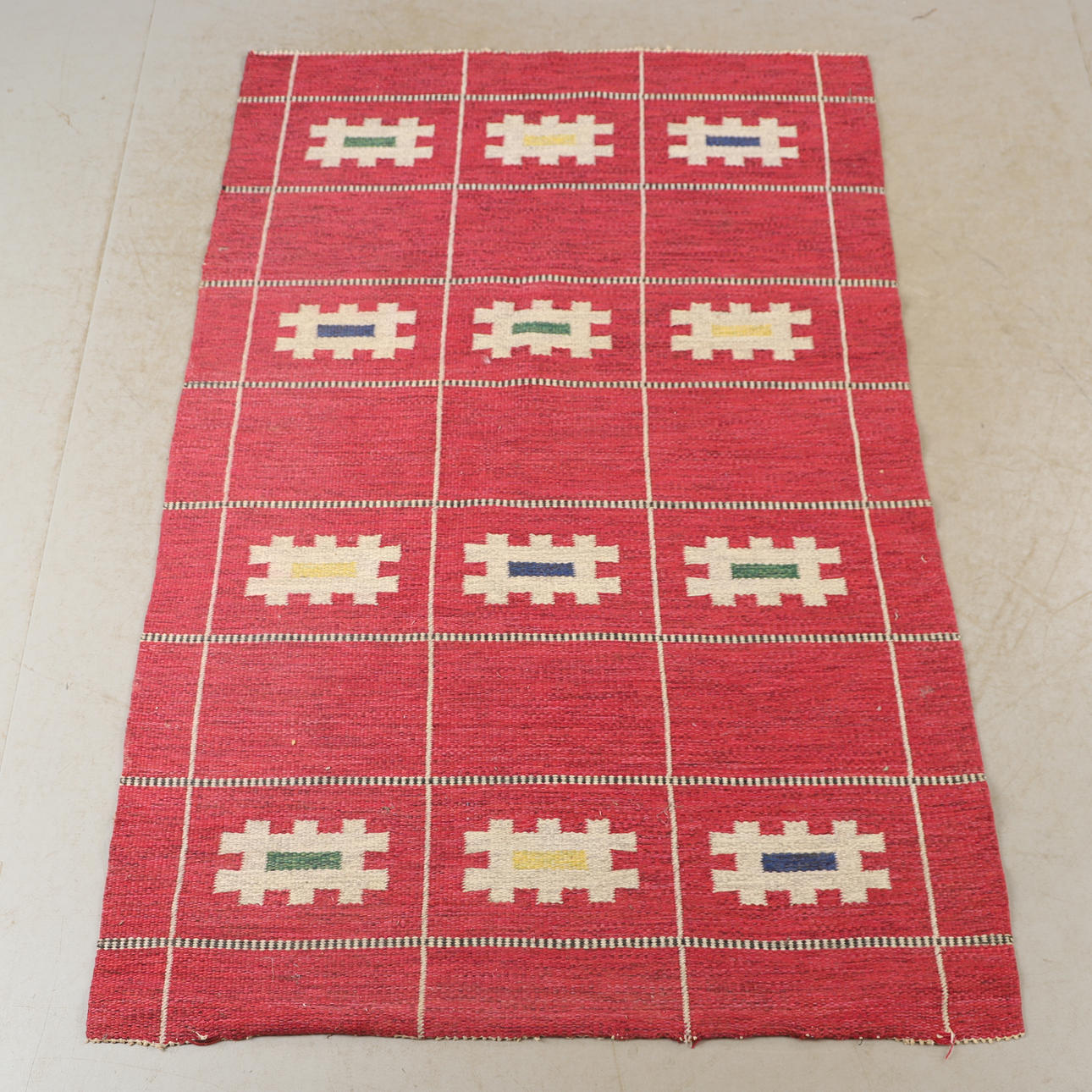 RAKEL CARLANDER. Attributed. Rug, wicker, 206 x 135 cm.