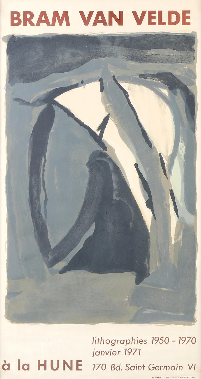 BRAM  VAN VELDE. Lithographed Exhibition Poster. “à la HUNE”.