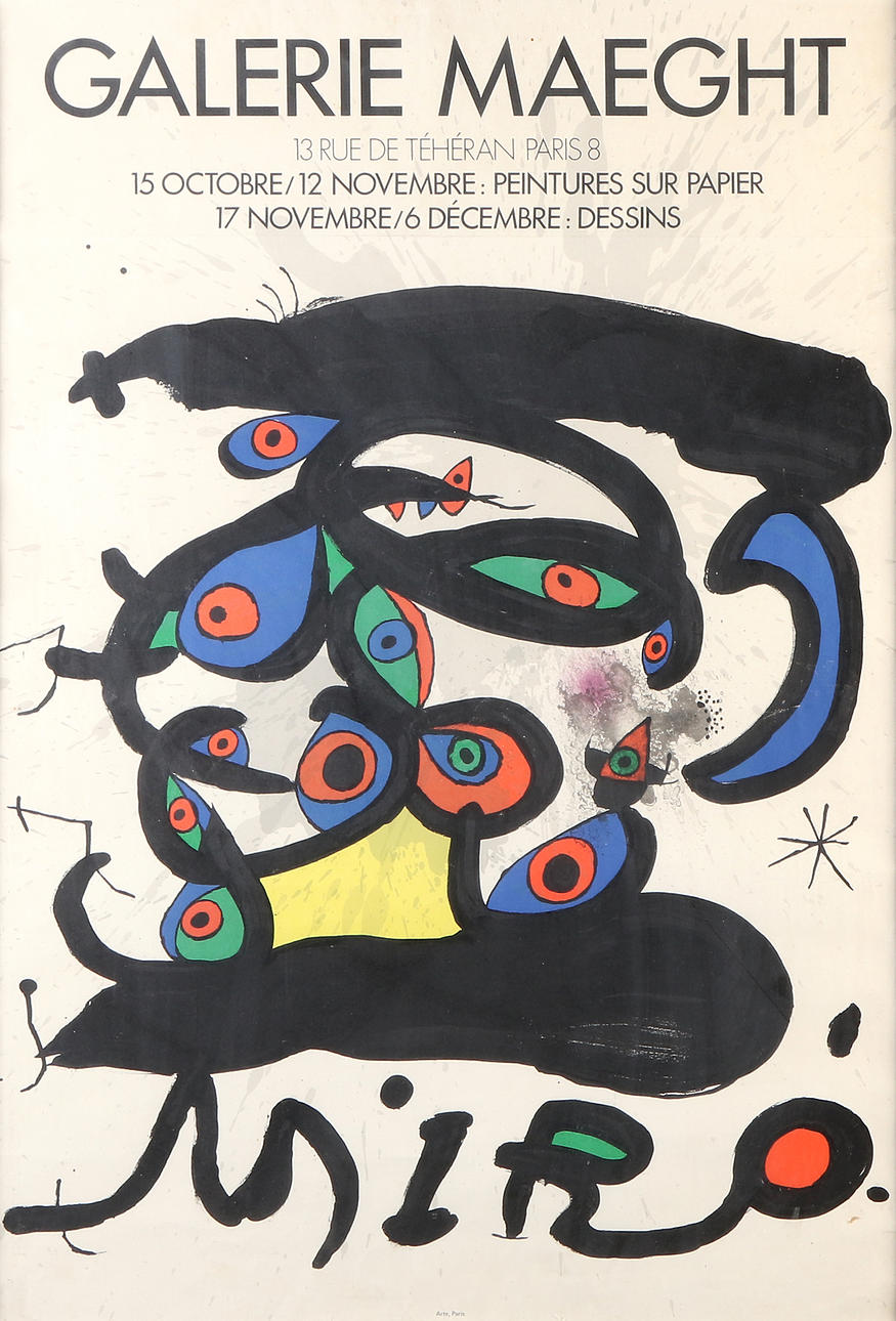 JOAN MIRÓ. Lithographed Exhibition Poster. Gallery maeght.