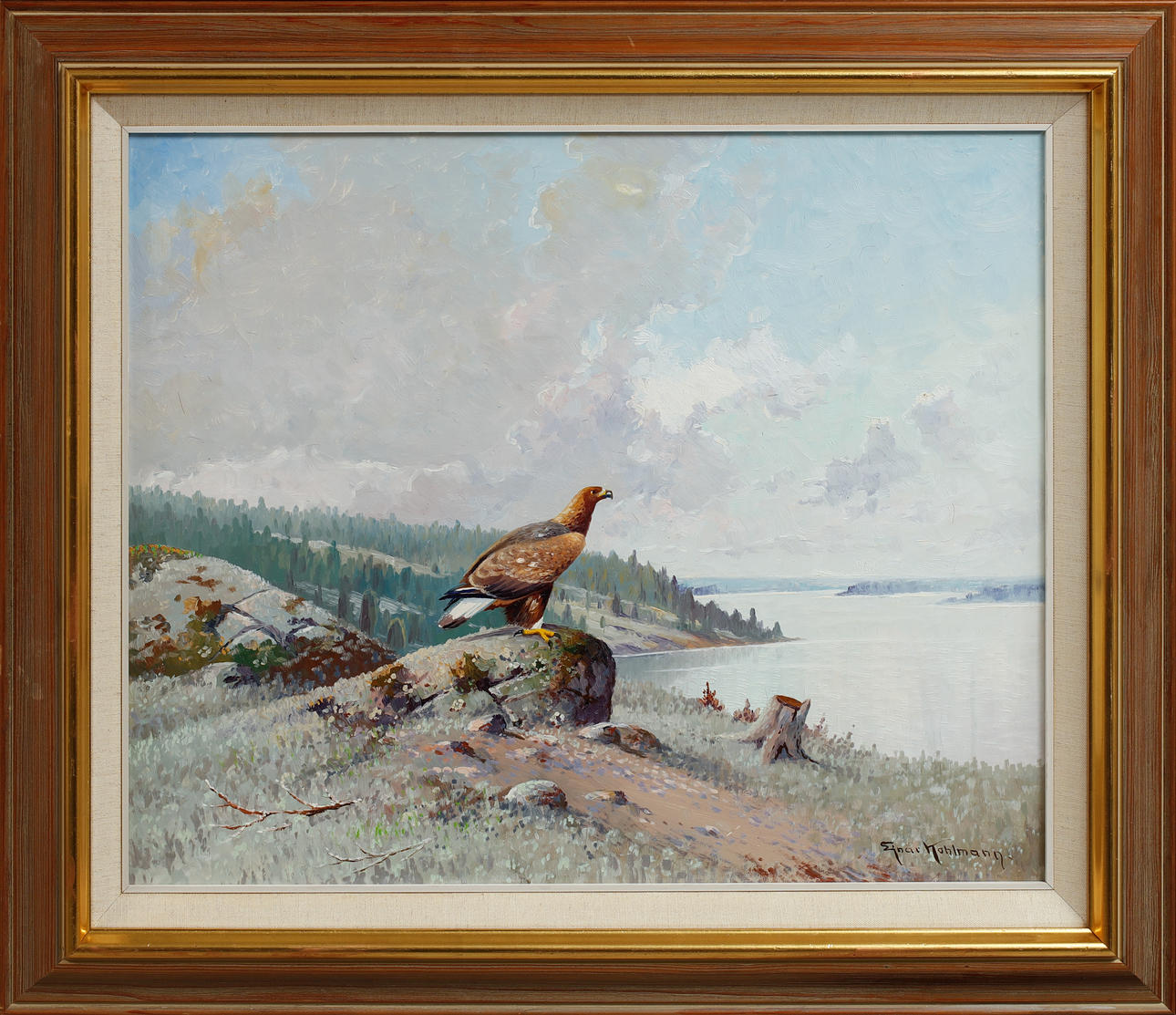 EINAR KOHLMAN. Örn, olja på duk, signerad.